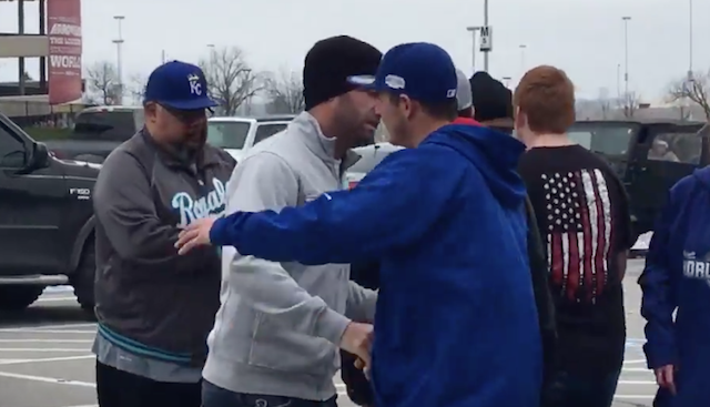 Danny Duffy and Christian Colón Hug Royals Fans Mourning Yordano