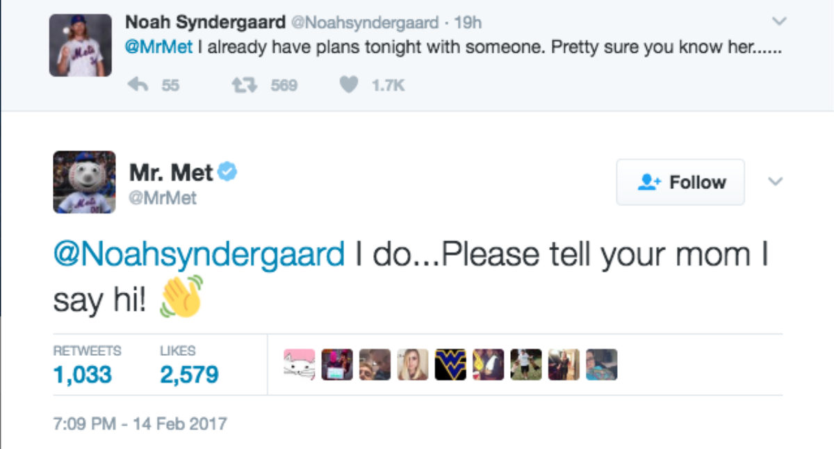 Noah Syndergaard got burned by Mr. Met